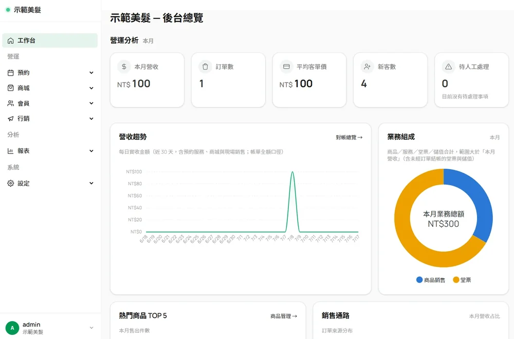 Booking · Shop · Ordering SaaS